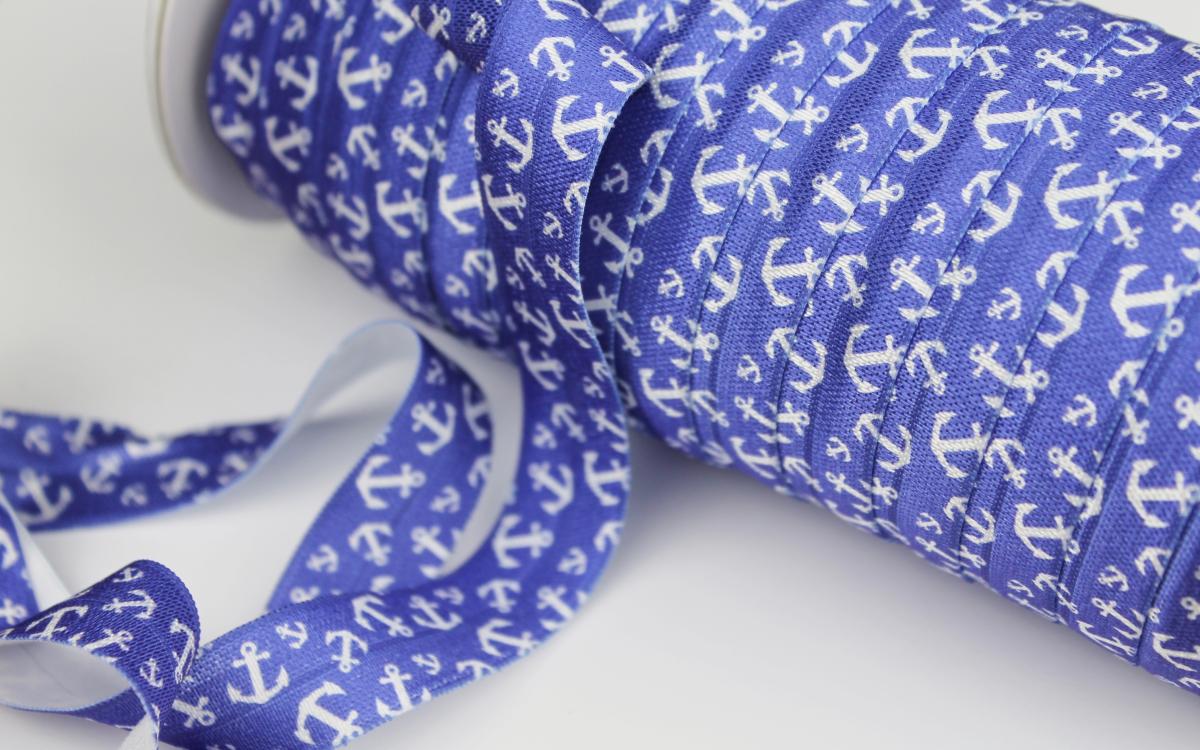 Elastisches Einfassband Anker blau